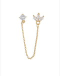 Shine to Leaf Link | Gold Stainless Steel Linked Earrings (Pair)