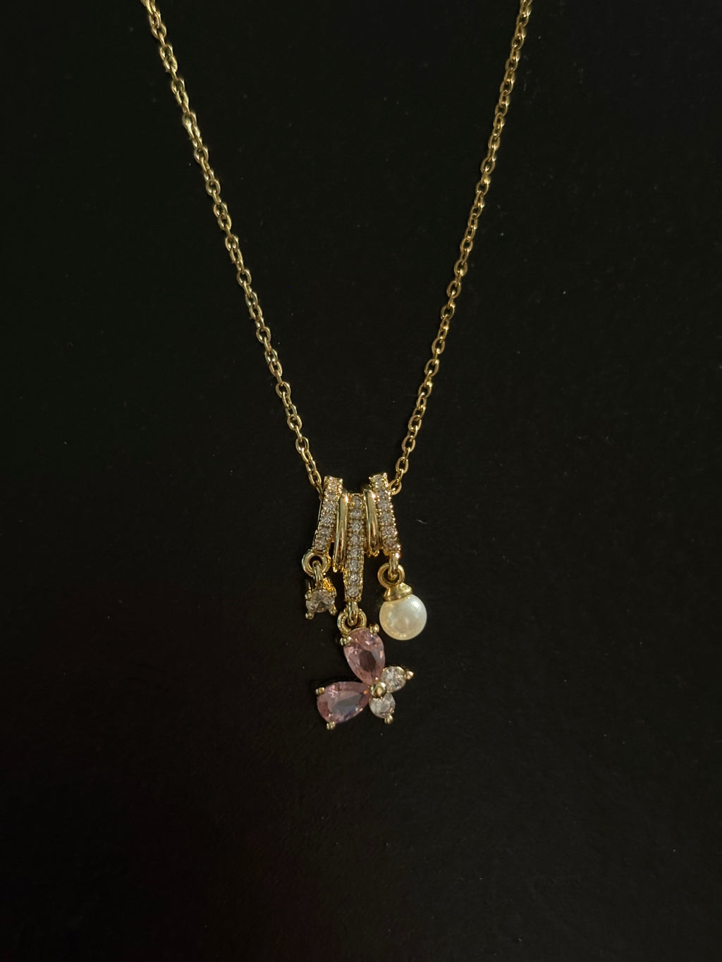 Pink Butterfly Charm Necklace