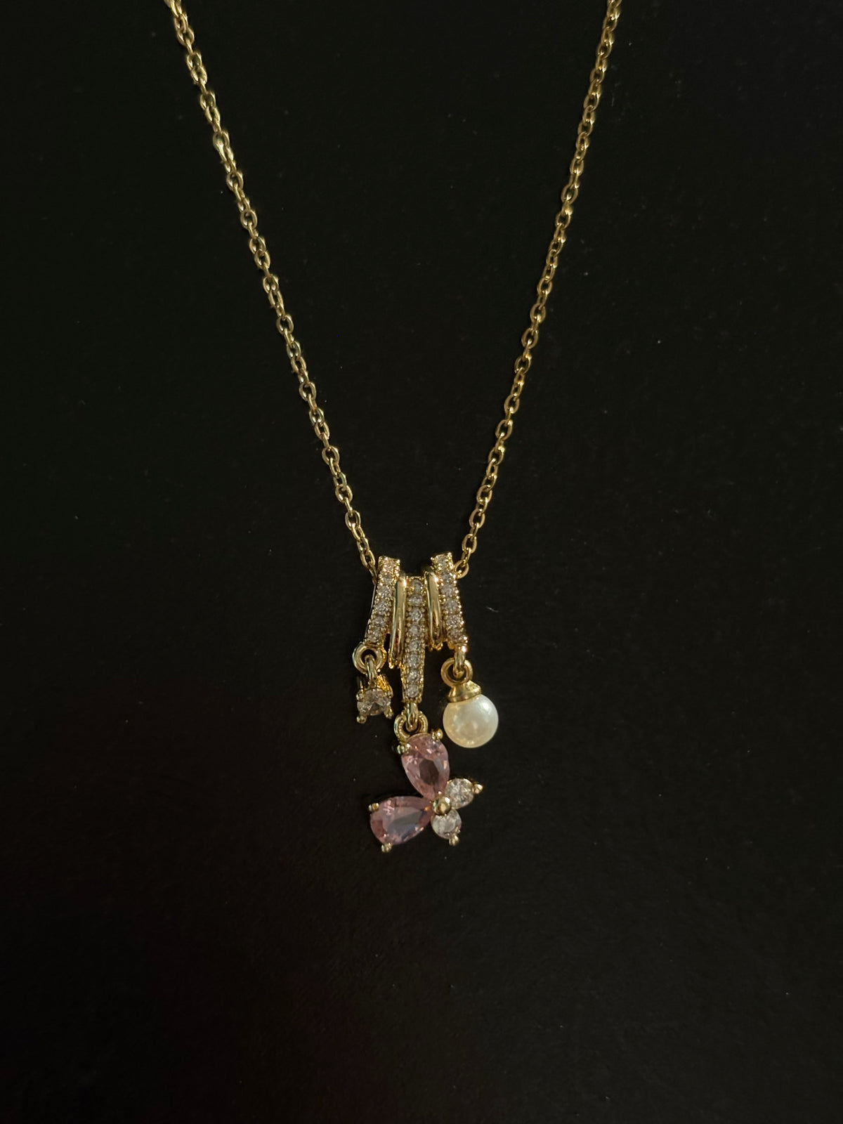 Pink Butterfly Charm Necklace