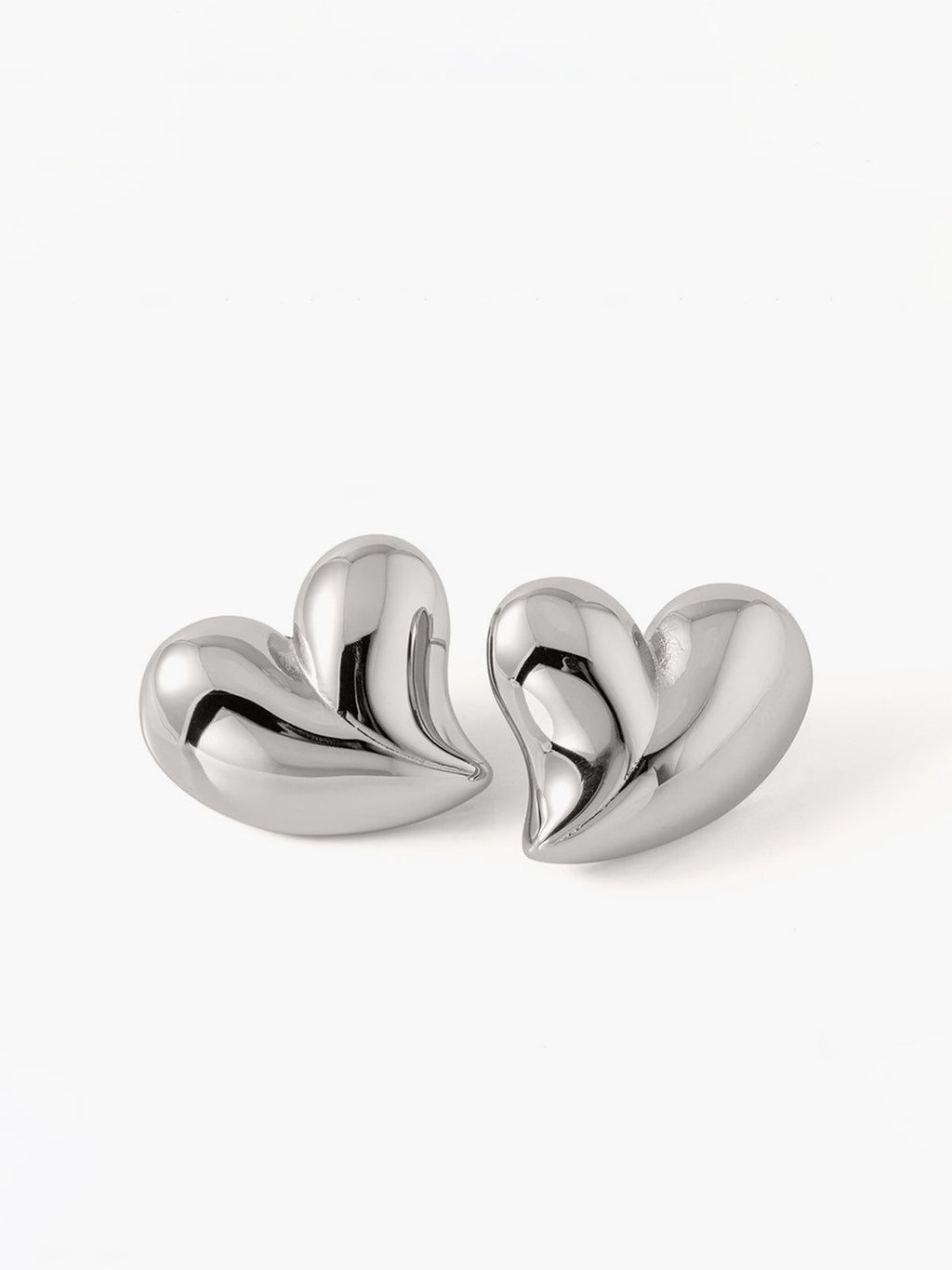 Silver Chunky Heart Earrings | Stainless Steel