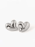 Silver Chunky Heart Earrings | Stainless Steel
