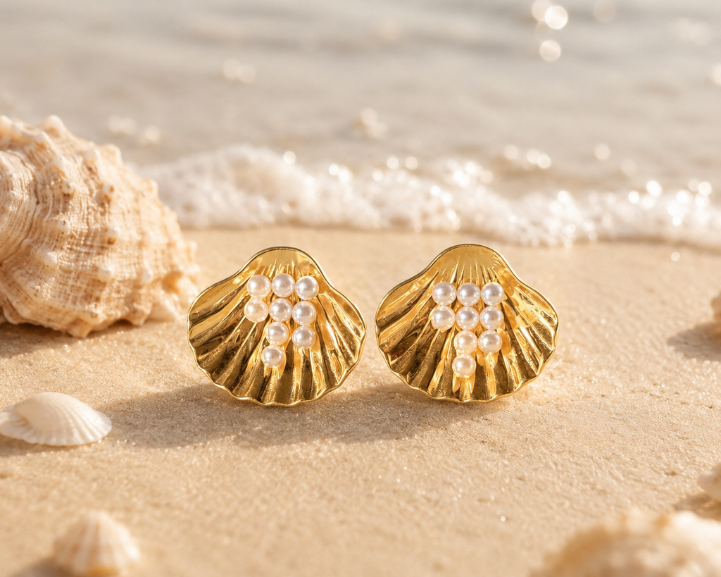 Shell Pearl Stud Earrings | Coastal-Inspired Faux Pearl Studs hu