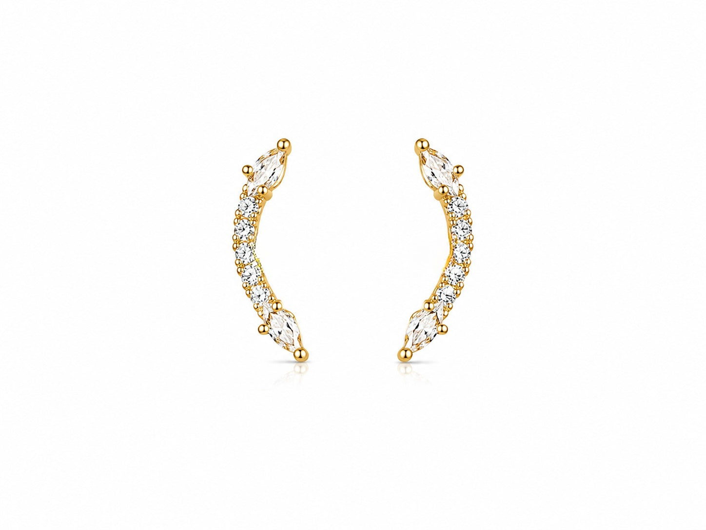 Curve Shine Stud | Gold Curved Stainless Steel Earrings (Pair)