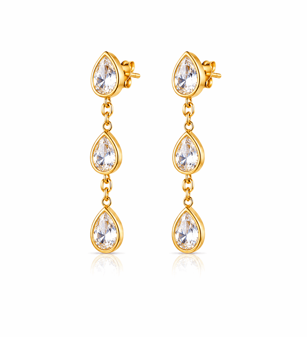 Droplets Earrings | Delicate Multi-Drop Gold Dangle Earrings