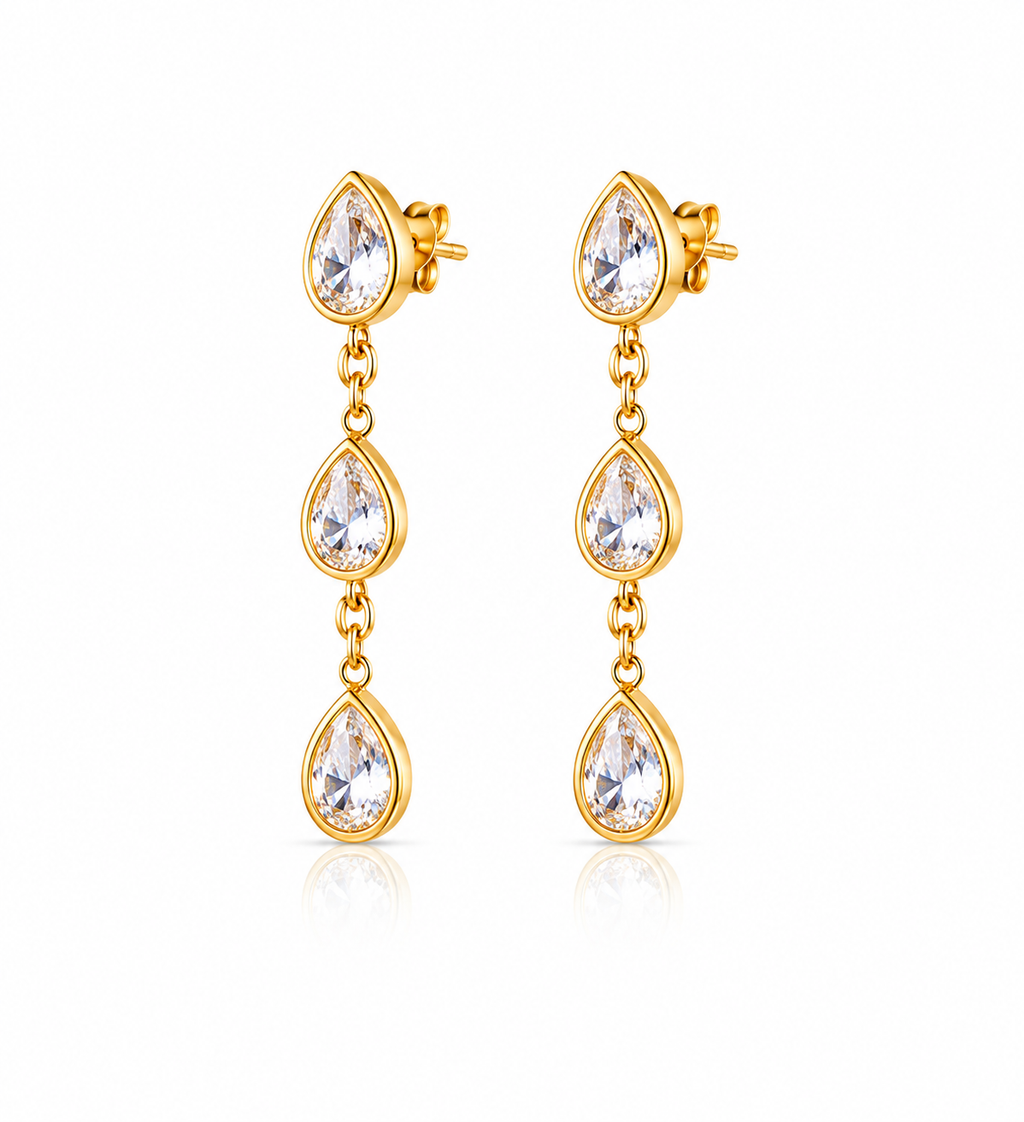 Droplets Earrings | Delicate Multi-Drop Gold Dangle Earrings