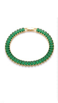 Green Ice Tennis Bracelet – Unisex Emerald-Tone Crystal Bracelet