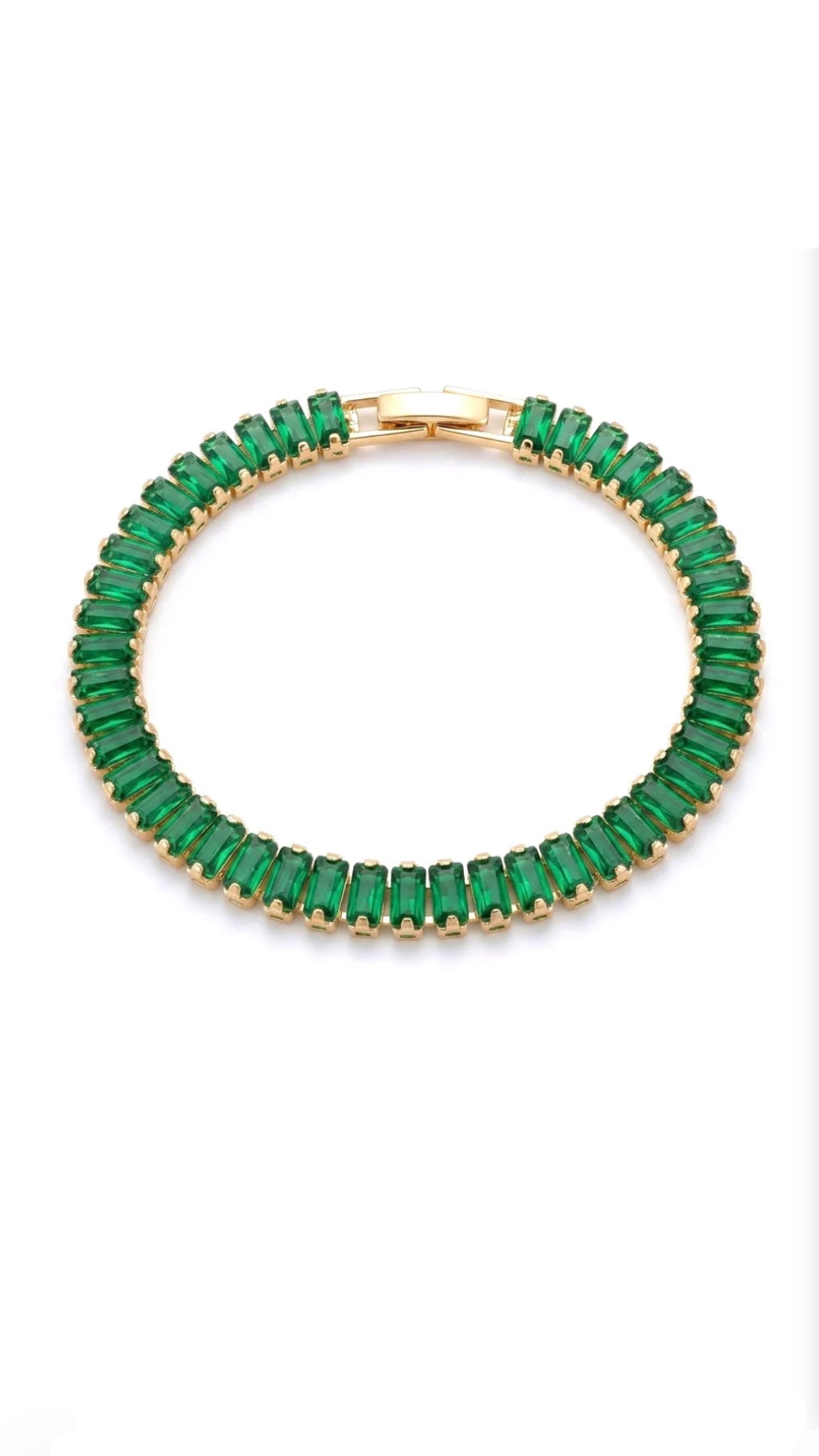 Green Ice Tennis Bracelet – Unisex Emerald-Tone Crystal Bracelet