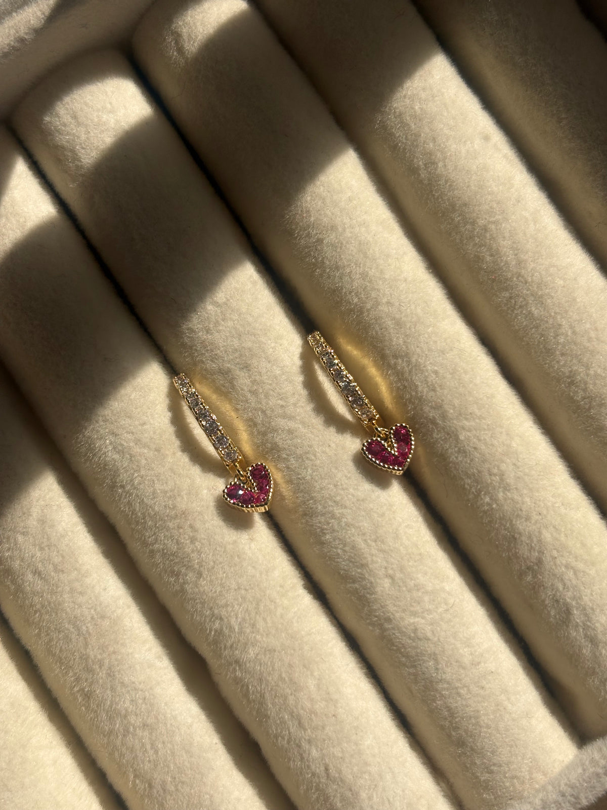 Love pink Dangler Earrings | Polished Gold Oval Drop Earrings