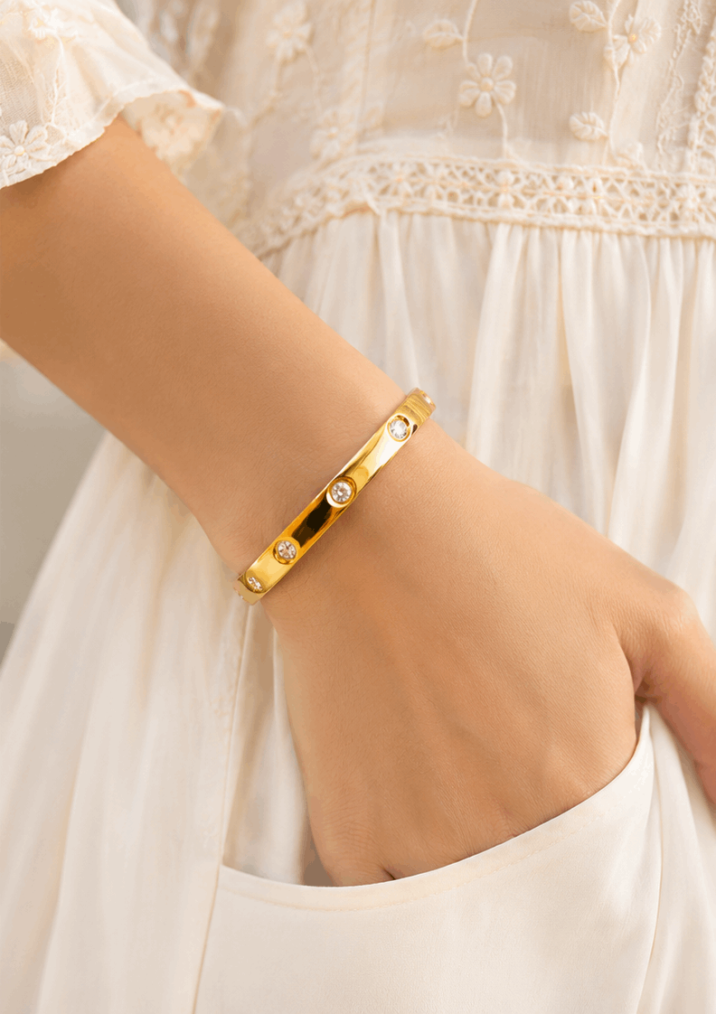 Daily Wear Petite Kada | Gold Stainless Steel Bangle | 14cm & Above