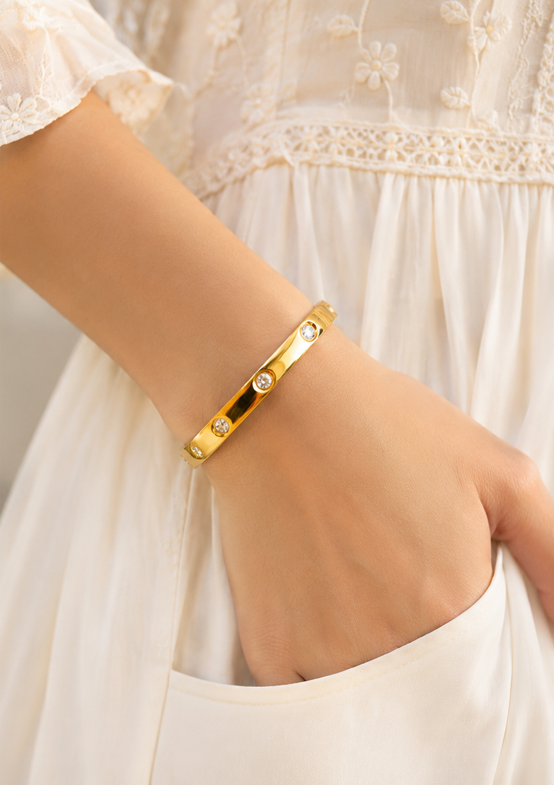 Daily Wear Petite Kada | Gold Stainless Steel Bangle | 14cm & Above