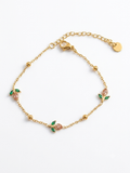 Tulip Bracelet – Pink & Green Enamel | Floral Charm Bracelet