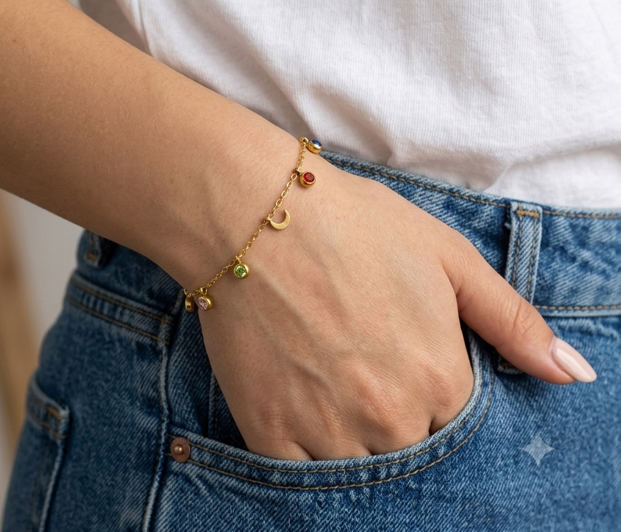 Colour Moonstone Crystal Bracelet
