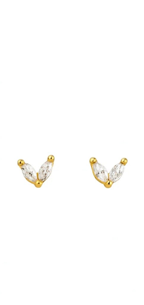 2 Leaf Stud | Gold Botanical Stainless Steel Earrings (Pair)