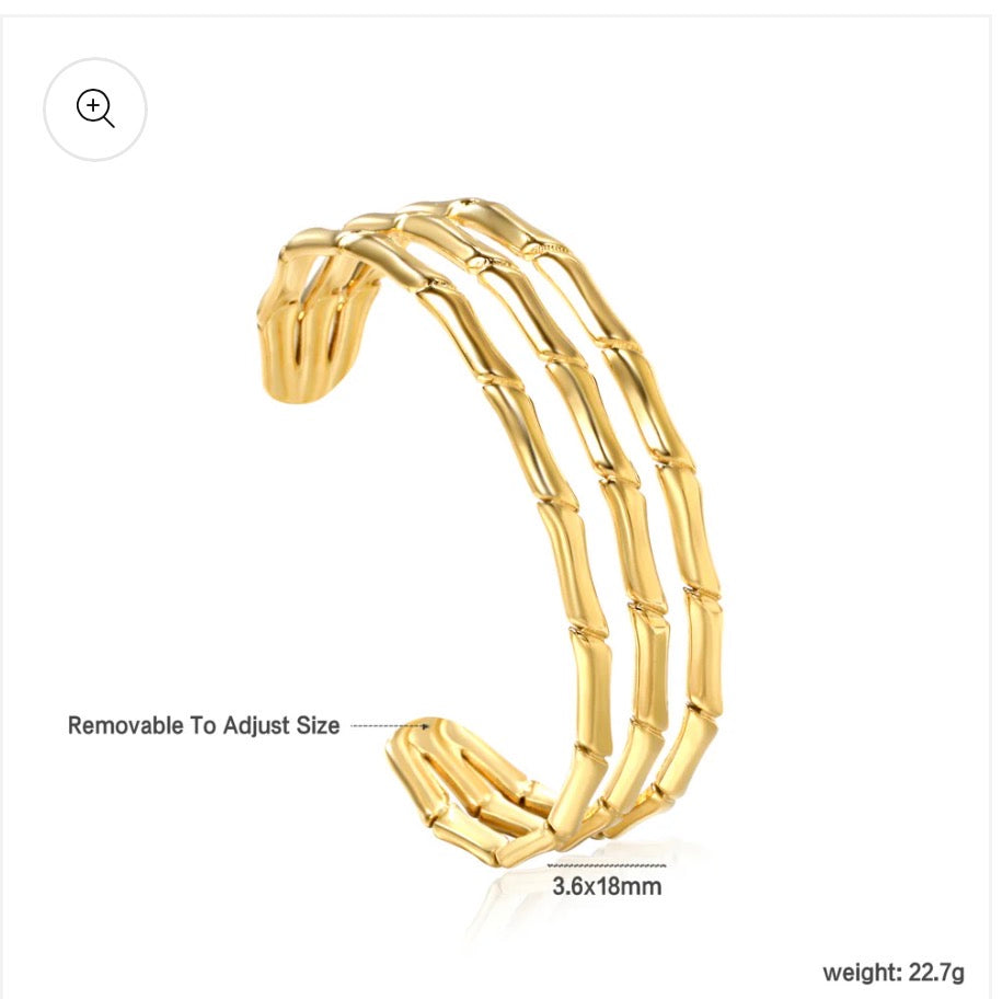 Illusion 3 Cuff | Triple Band Adjustable Stacking Bracelet