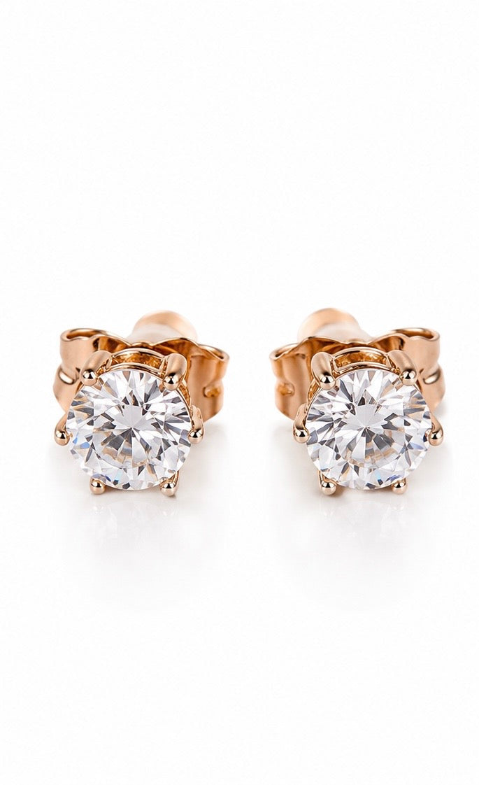 Kia Stud Earrings in Rose Gold | Dainty Rose Gold Polish Studs