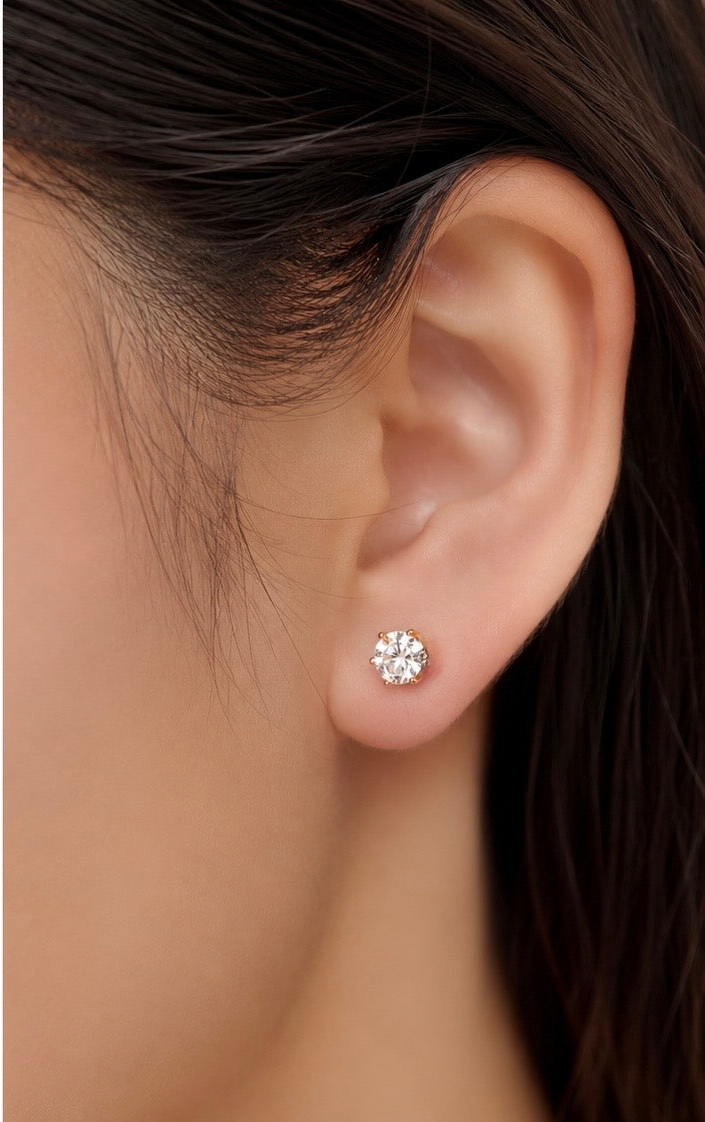 Kia Stud Earrings in Rose Gold | Dainty Rose Gold Polish Studs