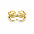 Pearl Waves Shine Adjustable Ring