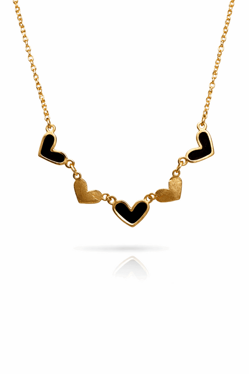 Black Heart Link Necklace | Edgy Heart Chain Jewellery