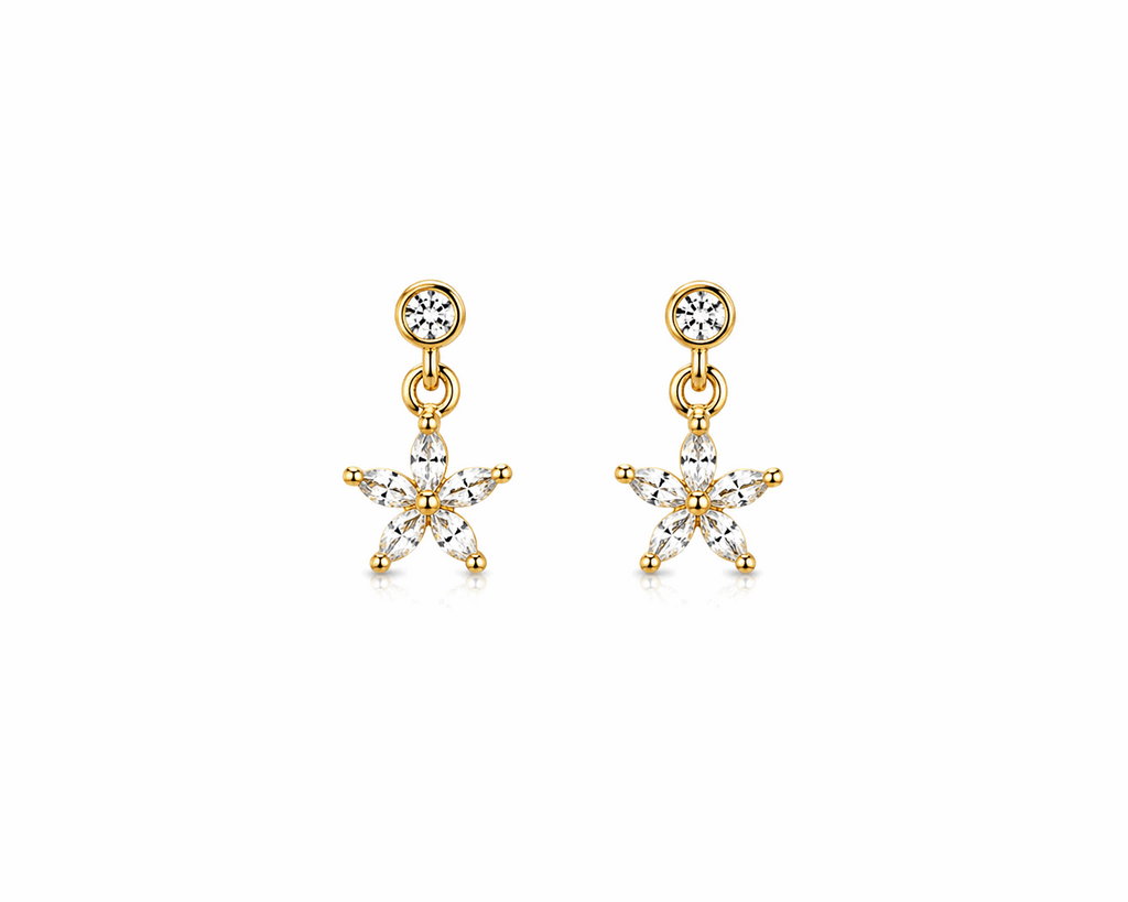 Flower Bloom Stud | Gold Floral Stainless Steel Earrings (Pair)