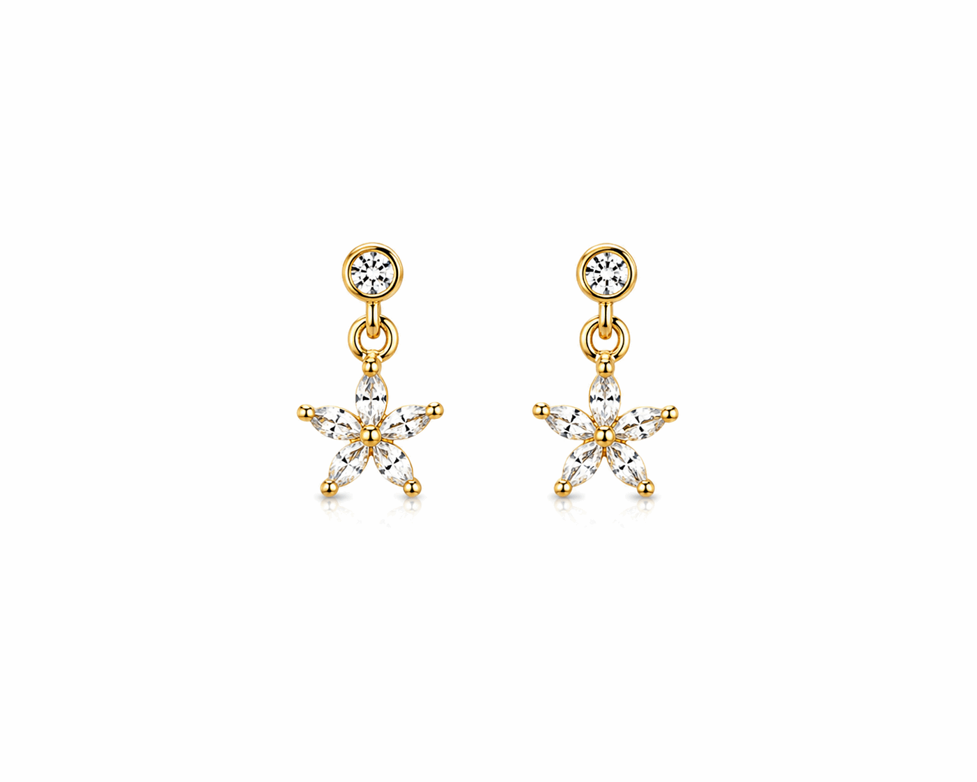 Flower Bloom Stud | Gold Floral Stainless Steel Earrings (Pair)