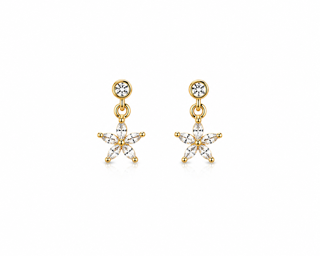 Flower Bloom Stud | Gold Floral Stainless Steel Earrings (Pair)