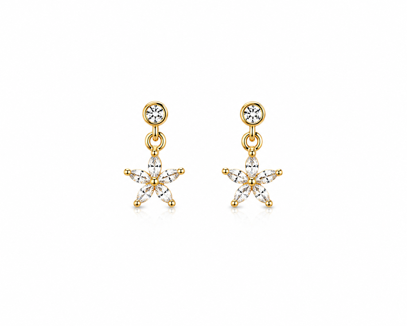 Flower Bloom Stud | Gold Floral Stainless Steel Earrings (Pair)