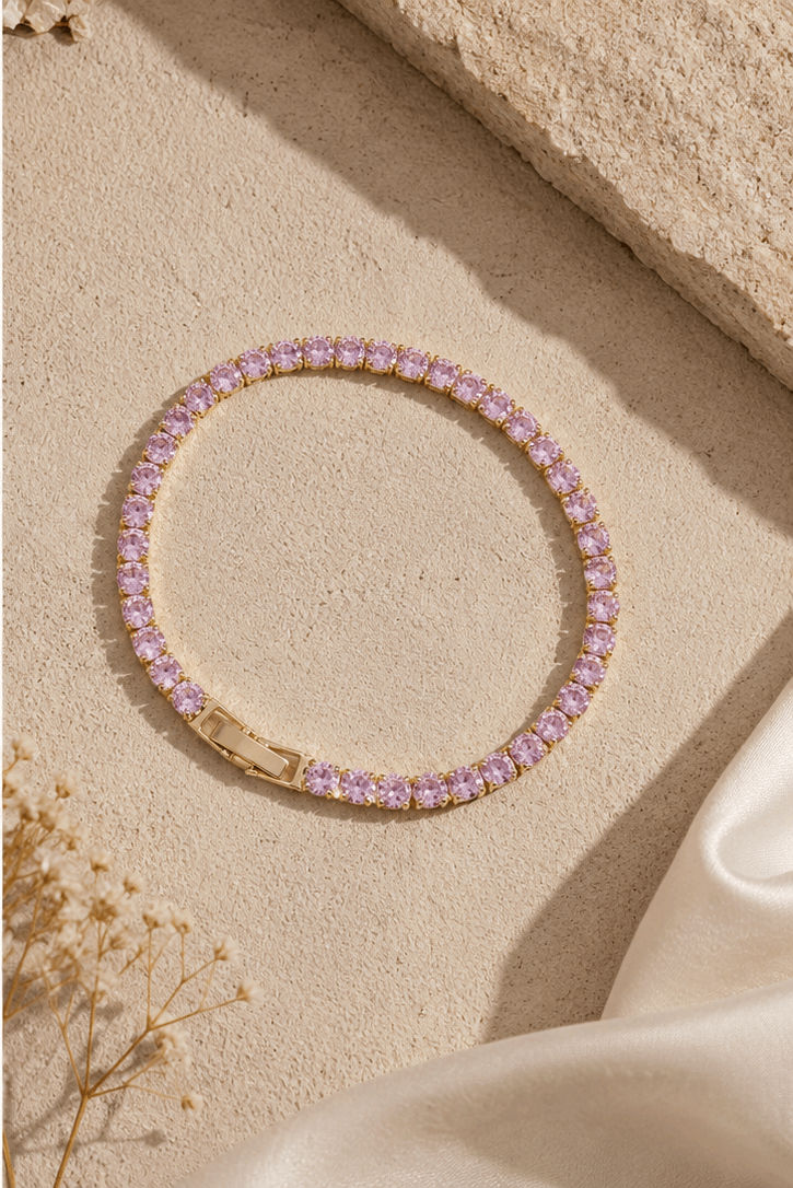 Pink OG Tennis Bracelet – Unisex Rose-Tone Crystal Wrist Bracelet