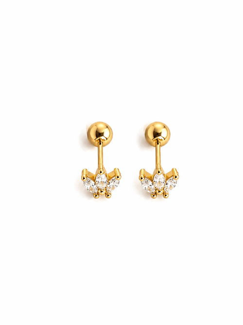 3 Leaf Stud | Gold Triple Leaf Stainless Steel Earrings (Pair)