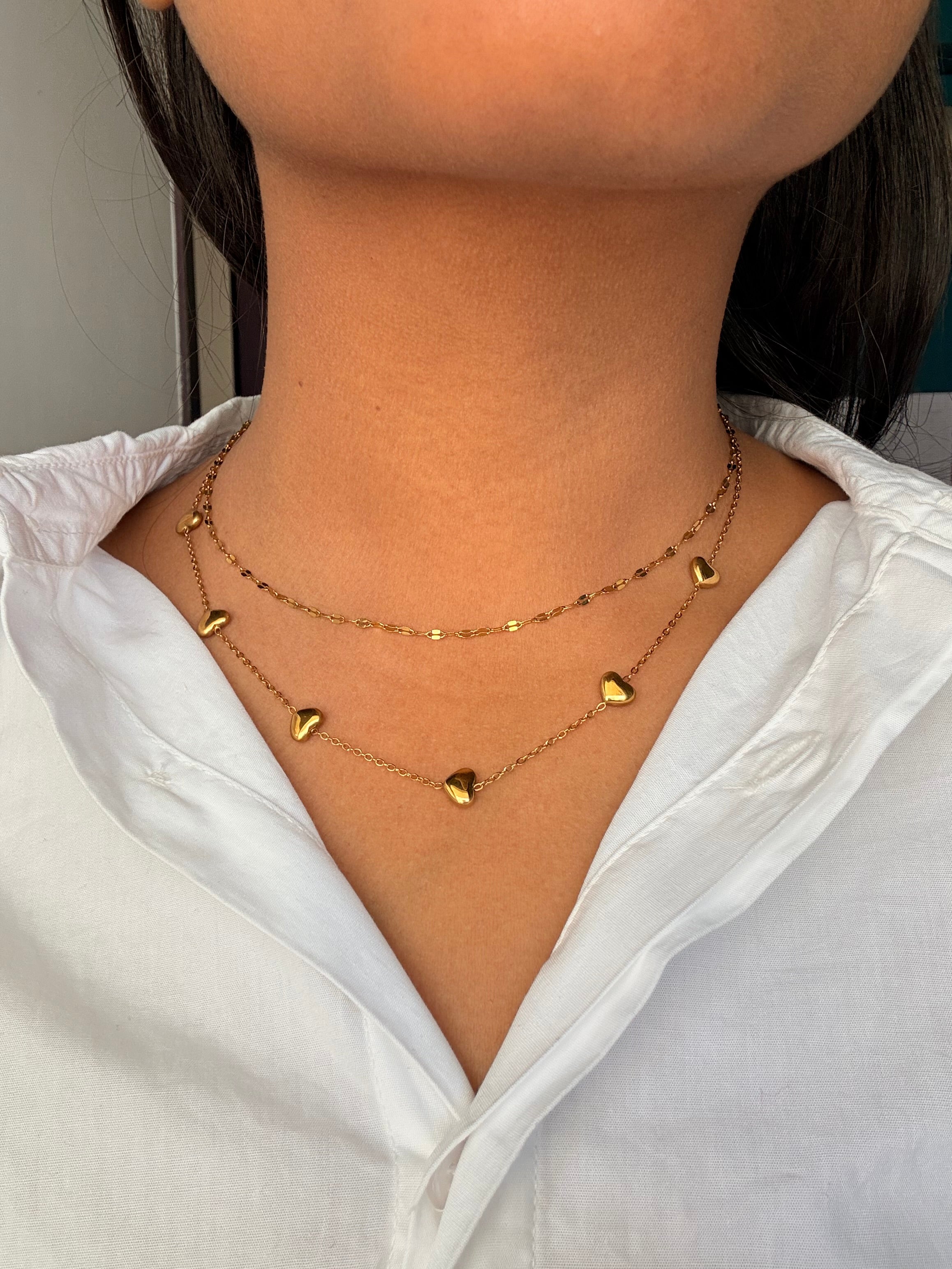 Heart Layer Multi-Strand Necklace