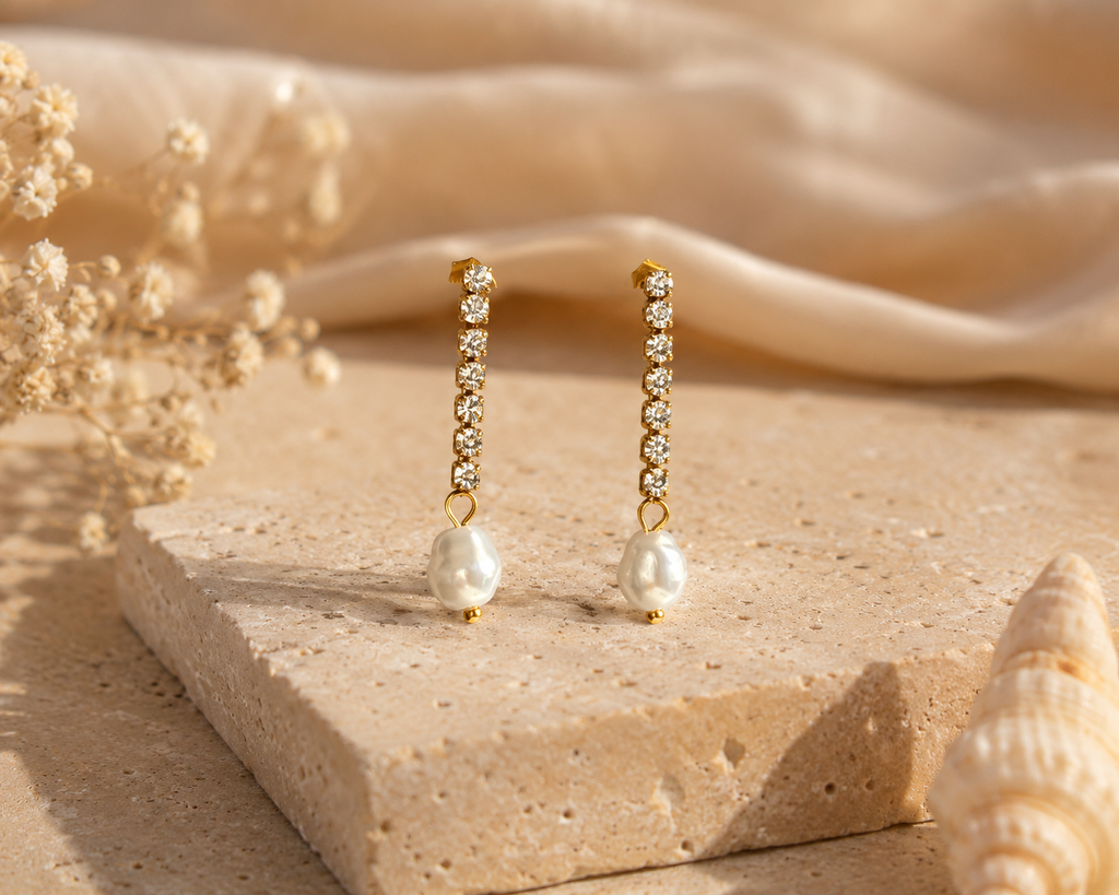 Shine Pearl Drop Earrings | Elegant Faux Pearl Dangle Earrings