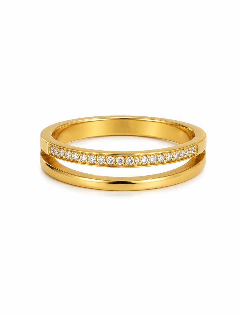 Plain with Diamond Band Ring – Elegant Half-Eternity Ring