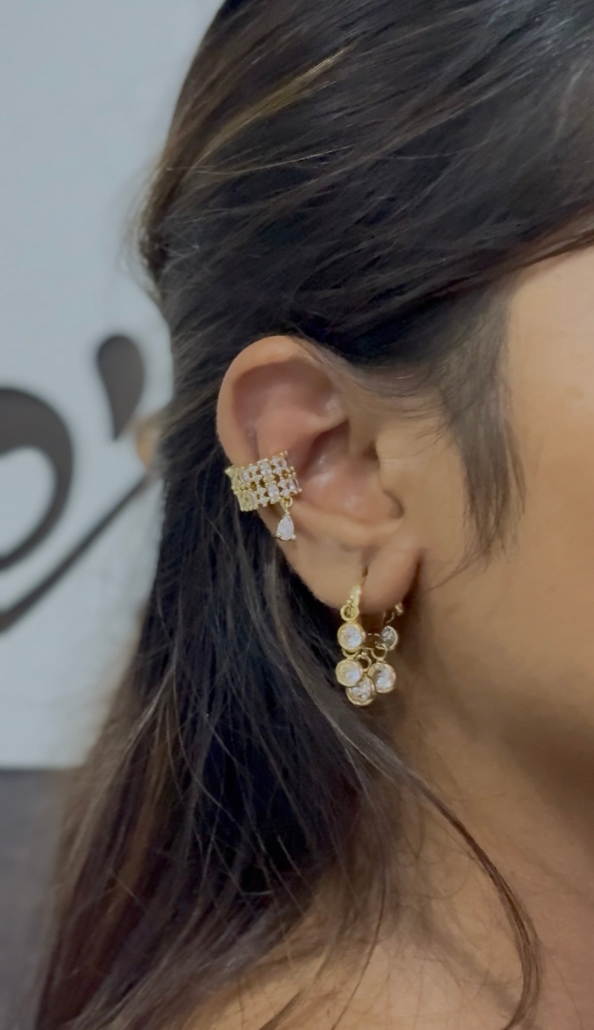 Diamond Mesh Earcuff – No Piercing Crystal Mesh Statement Ear Cuff | Single Piece