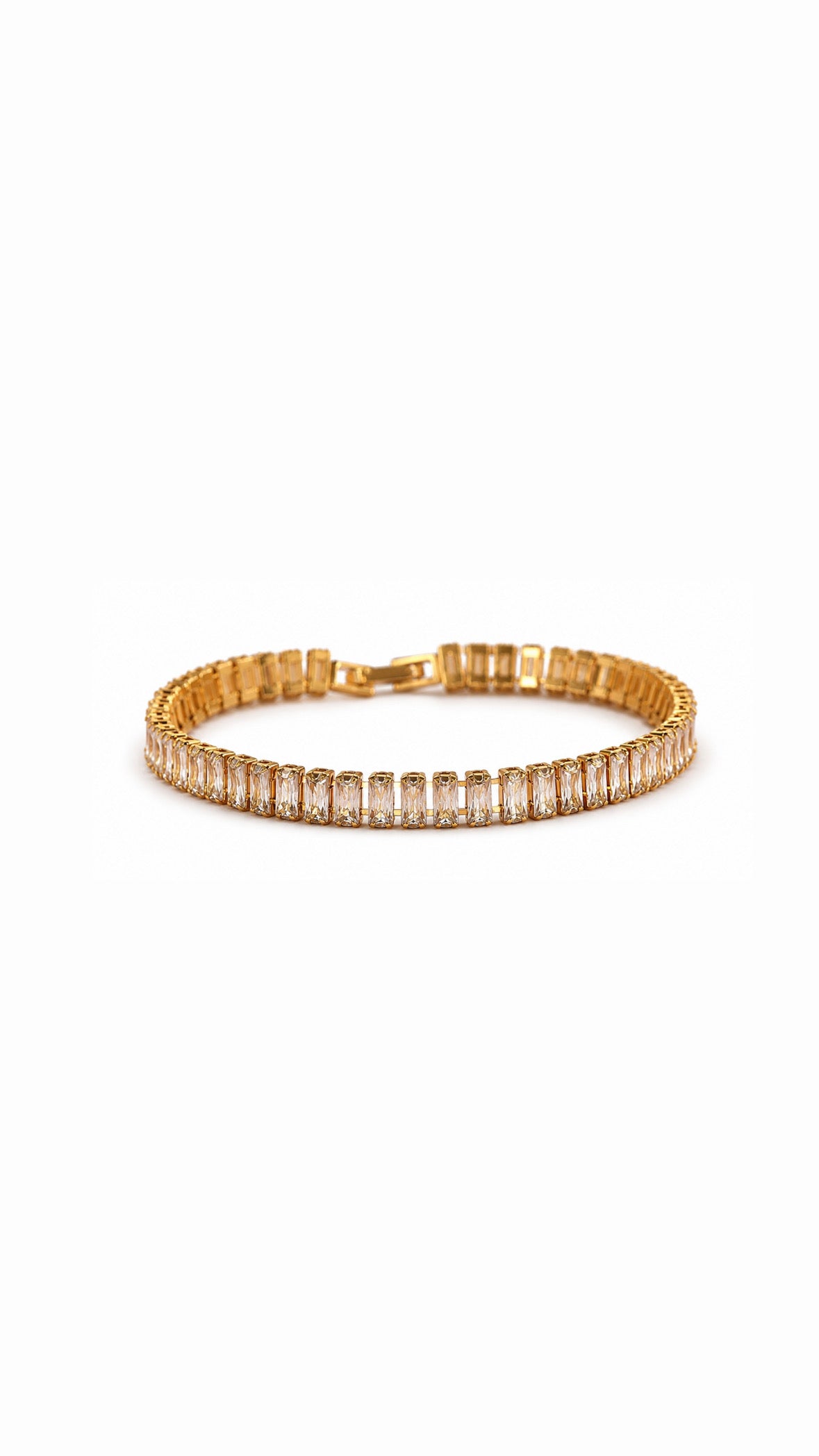 Golden Ice Tennis Bracelet – Unisex Crystal Studded Wrist Accessory