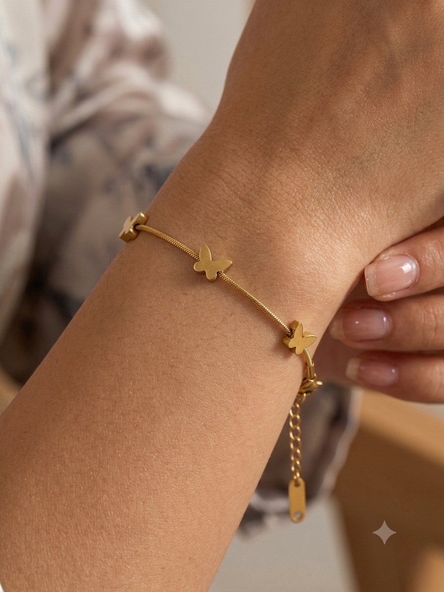 Minimal Butterfly Gold Bracelet