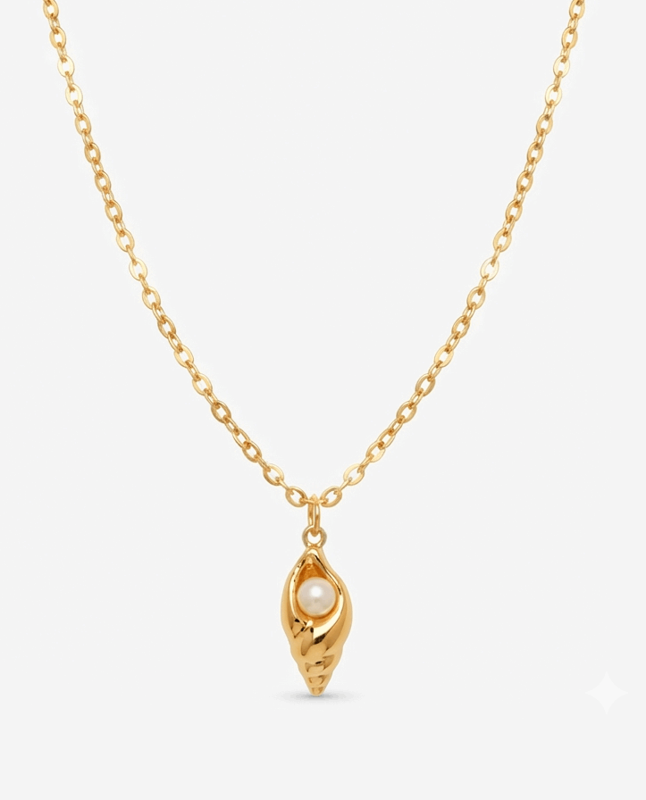 Pearly Shell Necklace | Coastal Pearl Charm Jewellery