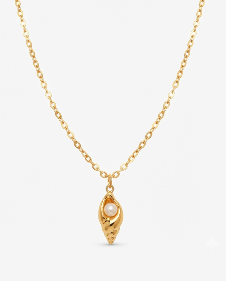 Pearly Shell Necklace | Coastal Pearl Charm Jewellery