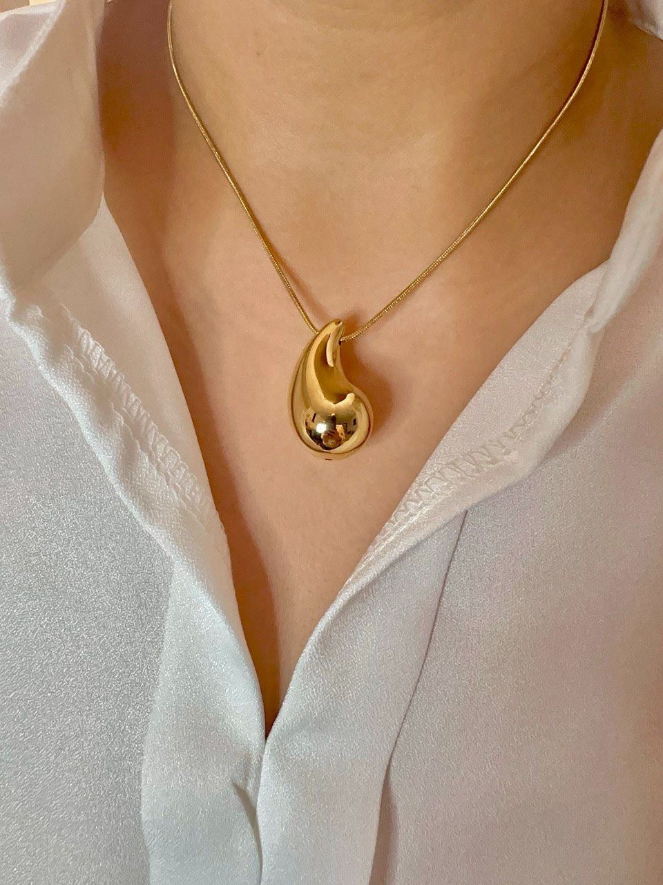 Chunky Golden Drop Necklace | Bold Drop Pendant Jewellery