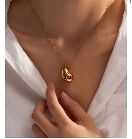 Chunky Golden Drop Necklace | Bold Drop Pendant Jewellery