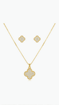 Clover Jewellery Set | Lucky Bow Charm Necklace & Earrings