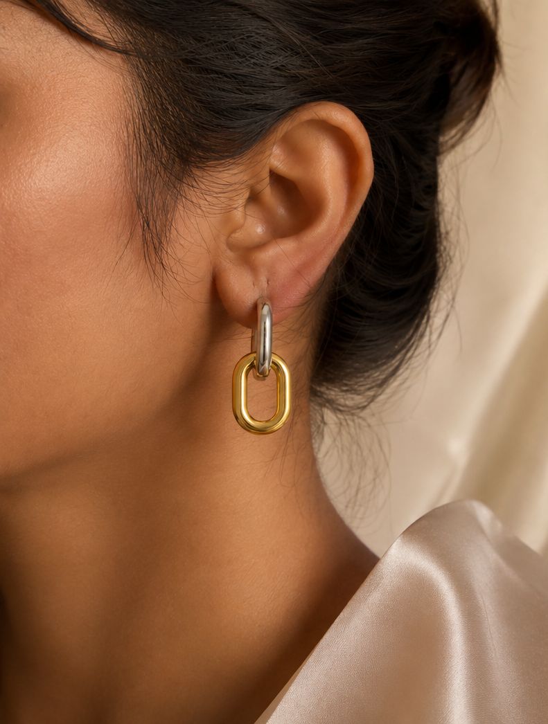 Miracle Chunky Chain Earrings – Two-Tone Link Drop Earrings