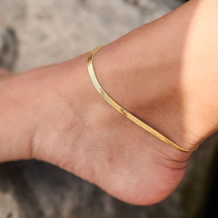 Miracle Snake Golden Anklet – Herringbone Chain Anklet (Single Piece)
